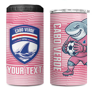 Cabo Verde Football 2026 Custom 4 in 1 Can Cooler Tumbler Tubaroes Azuis Goalkeeper Pink Jersey
