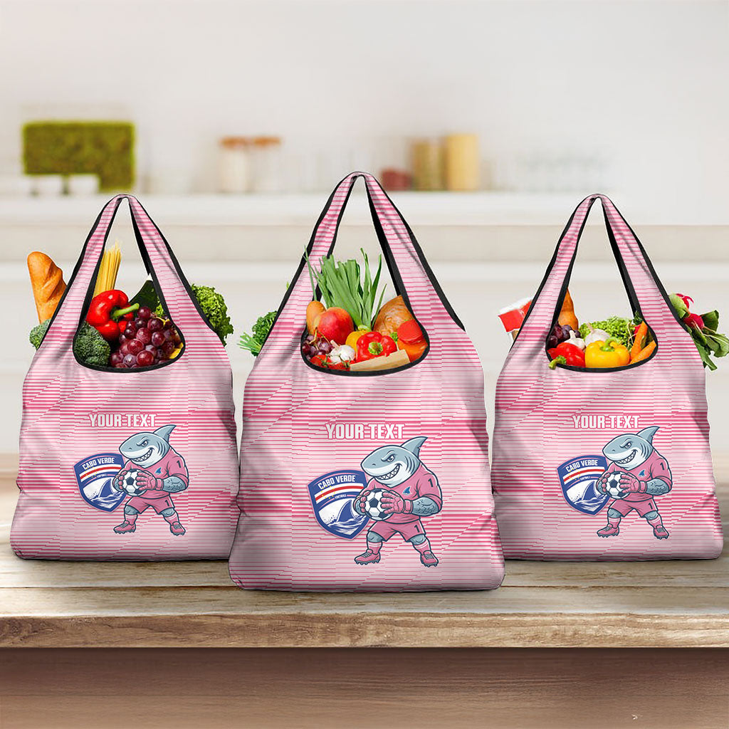 Cabo Verde Football 2026 Custom Grocery Bag Tubaroes Azuis Goalkeeper Pink Jersey