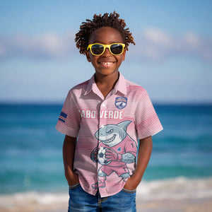 Cabo Verde Football 2026 Custom Kid Hawaiian Shirt Tubaroes Azuis Goalkeeper Pink Jersey