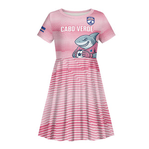 Cabo Verde Football 2026 Custom Kid Short Sleeve Dress Tubaroes Azuis Goalkeeper Pink Jersey