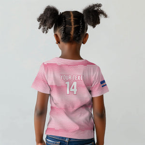 Cabo Verde Football 2026 Custom Kid T shirt Tubaroes Azuis Goalkeeper Pink Jersey