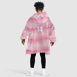 Cabo Verde Football 2026 Custom Kid Wearable Blanket Hoodie Tubaroes Azuis Goalkeeper Pink Jersey