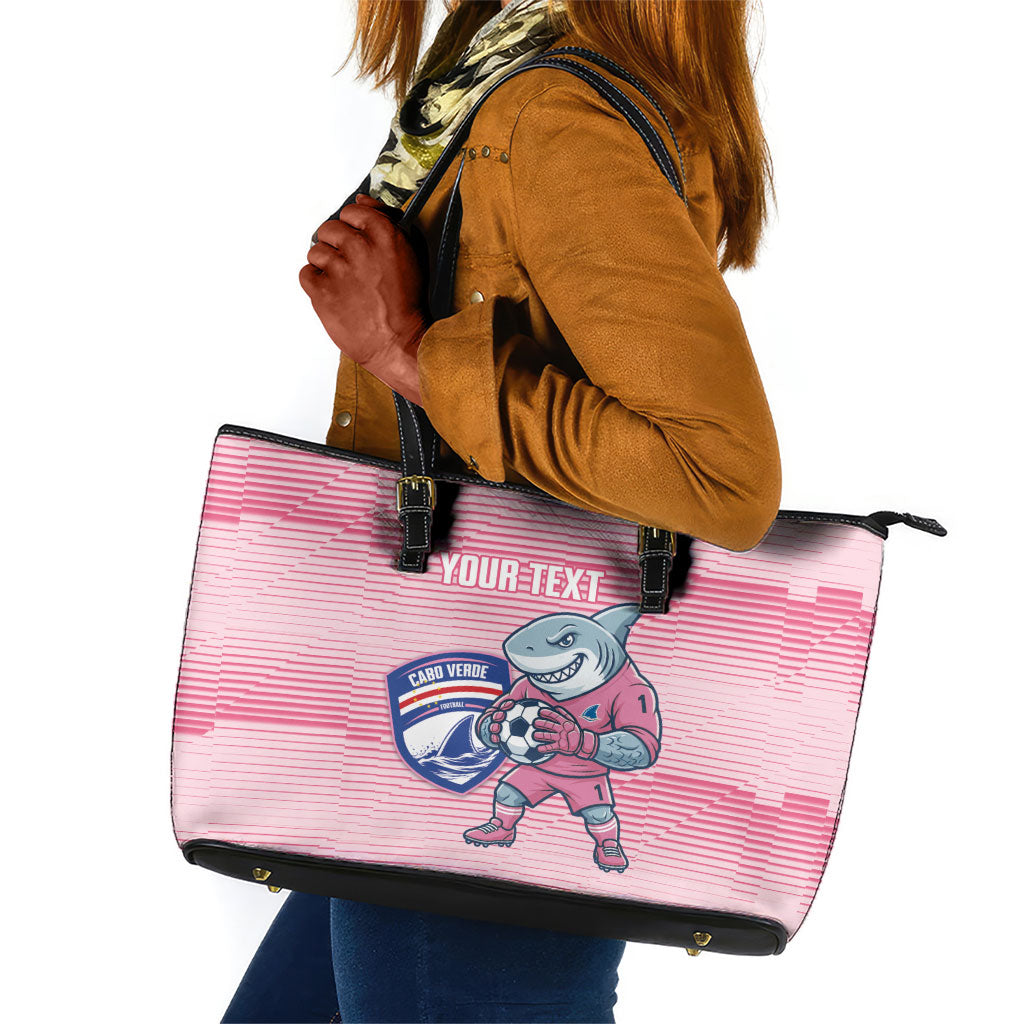 Cabo Verde Football 2026 Custom Leather Tote Bag Tubaroes Azuis Goalkeeper Pink Jersey