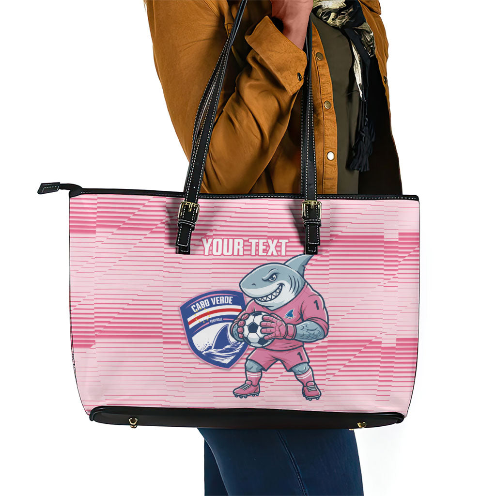 Cabo Verde Football 2026 Custom Leather Tote Bag Tubaroes Azuis Goalkeeper Pink Jersey