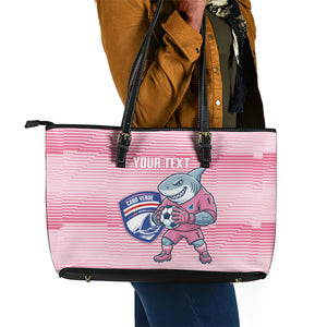 Cabo Verde Football 2026 Custom Leather Tote Bag Tubaroes Azuis Goalkeeper Pink Jersey
