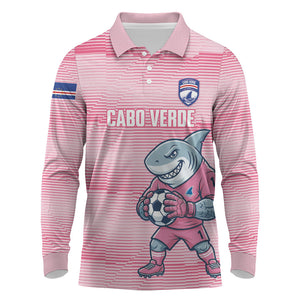 Cabo Verde Football 2026 Custom Long Sleeve Polo Shirt Tubaroes Azuis Goalkeeper Pink Jersey
