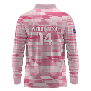 Cabo Verde Football 2026 Custom Long Sleeve Polo Shirt Tubaroes Azuis Goalkeeper Pink Jersey