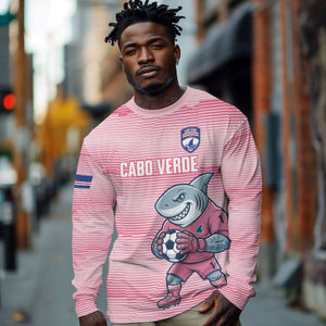 Cabo Verde Football 2026 Custom Long Sleeve Shirt Tubaroes Azuis Goalkeeper Pink Jersey