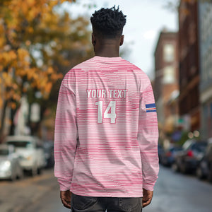 Cabo Verde Football 2026 Custom Long Sleeve Shirt Tubaroes Azuis Goalkeeper Pink Jersey