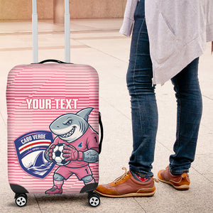 Cabo Verde Football 2026 Custom Luggage Cover Tubaroes Azuis Goalkeeper Pink Jersey