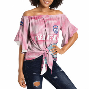 Cabo Verde Football 2026 Custom Off Shoulder Wrap Waist Top Tubaroes Azuis Goalkeeper Pink Jersey