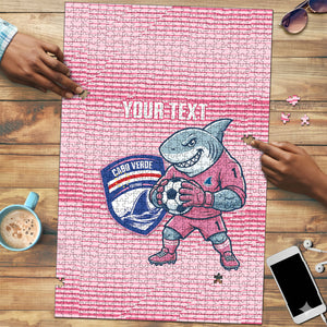 Cabo Verde Football 2026 Custom Puzzle Tubaroes Azuis Goalkeeper Pink Jersey