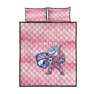 Cabo Verde Football 2026 Custom Quilt Bed Set Tubaroes Azuis Goalkeeper Pink Jersey