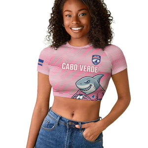 Cabo Verde Football 2026 Custom Raglan Cropped T shirt Tubaroes Azuis Goalkeeper Pink Jersey