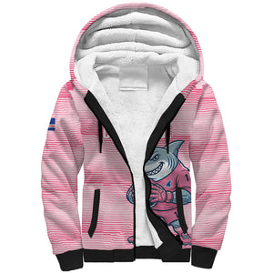 Cabo Verde Football 2026 Custom Sherpa Hoodie Tubaroes Azuis Goalkeeper Pink Jersey