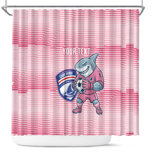 Cabo Verde Football 2026 Custom Shower Curtain Tubaroes Azuis Goalkeeper Pink Jersey