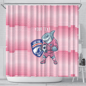 Cabo Verde Football 2026 Custom Shower Curtain Tubaroes Azuis Goalkeeper Pink Jersey