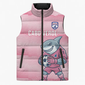 Cabo Verde Football 2026 Custom Sleeveless Puffer Jacket Tubaroes Azuis Goalkeeper Pink Jersey