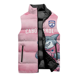 Cabo Verde Football 2026 Custom Sleeveless Puffer Jacket Tubaroes Azuis Goalkeeper Pink Jersey
