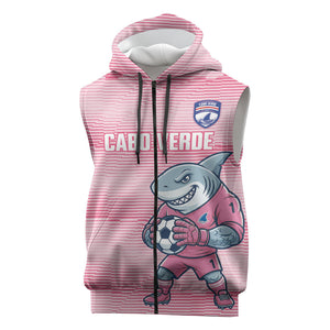 Cabo Verde Football 2026 Custom Sleeveless Zip Hoodie Tubaroes Azuis Goalkeeper Pink Jersey