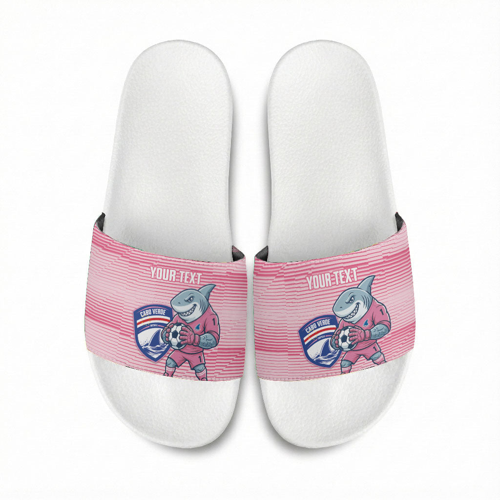 Cabo Verde Football 2026 Custom Slide Sandals Tubaroes Azuis Goalkeeper Pink Jersey