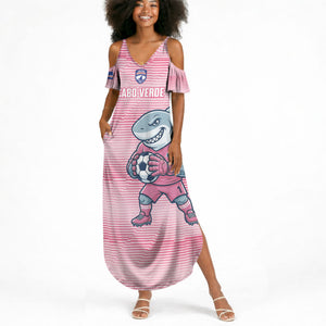 Cabo Verde Football 2026 Custom Summer Maxi Dress Tubaroes Azuis Goalkeeper Pink Jersey