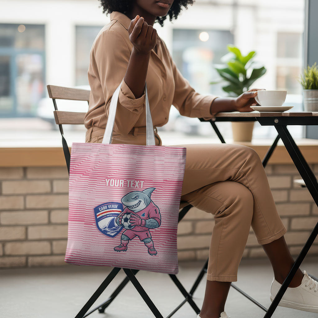 Cabo Verde Football 2026 Custom Tote Bag Tubaroes Azuis Goalkeeper Pink Jersey