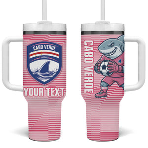 Cabo Verde Football 2026 Custom Tumbler With Handle Tubaroes Azuis Goalkeeper Pink Jersey