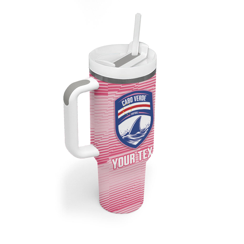 Cabo Verde Football 2026 Custom Tumbler With Handle Tubaroes Azuis Goalkeeper Pink Jersey