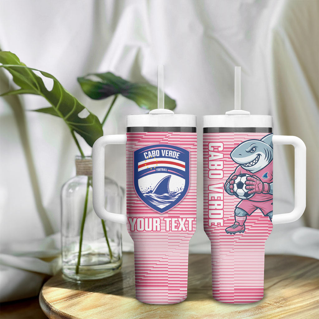 Cabo Verde Football 2026 Custom Tumbler With Handle Tubaroes Azuis Goalkeeper Pink Jersey