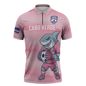 Cabo Verde Football 2026 Custom Zipper Polo Shirt Tubaroes Azuis Goalkeeper Pink Jersey