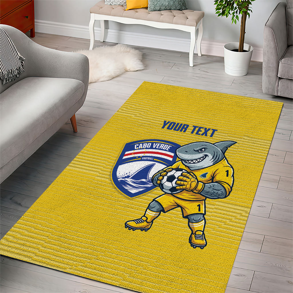 Cabo Verde Football 2026 Custom Area Rug Tubaroes Azuis Goalkeeper Yellow Jersey