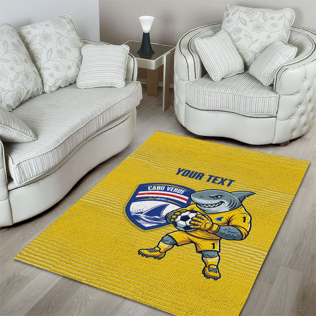 Cabo Verde Football 2026 Custom Area Rug Tubaroes Azuis Goalkeeper Yellow Jersey