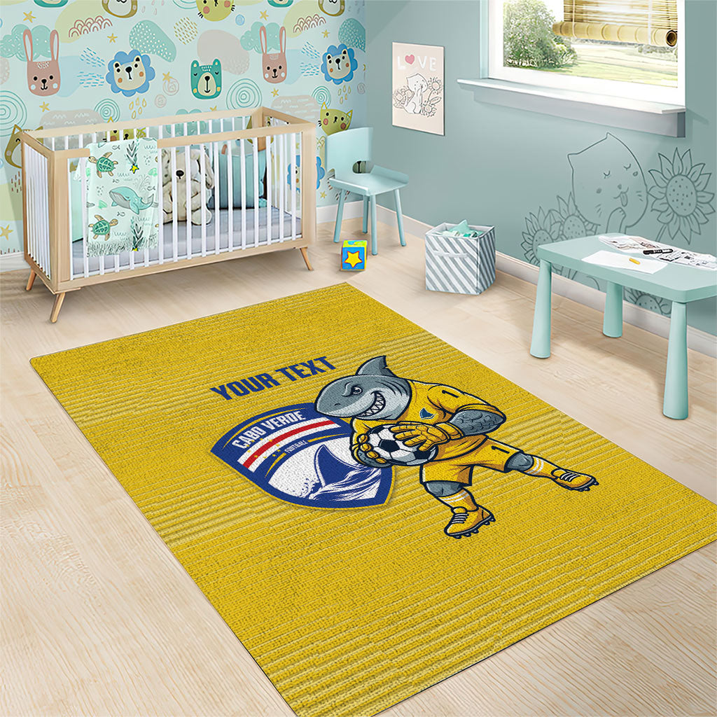 Cabo Verde Football 2026 Custom Area Rug Tubaroes Azuis Goalkeeper Yellow Jersey
