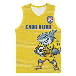 Cabo Verde Football 2026 Custom Basketball Jersey Tubaroes Azuis Goalkeeper Yellow Jersey