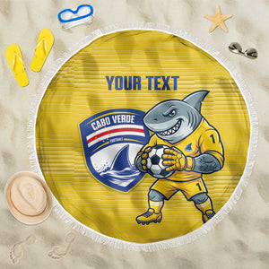 Cabo Verde Football 2026 Custom Beach Blanket Tubaroes Azuis Goalkeeper Yellow Jersey