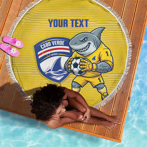 Cabo Verde Football 2026 Custom Beach Blanket Tubaroes Azuis Goalkeeper Yellow Jersey