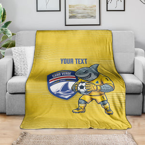 Cabo Verde Football 2026 Custom Blanket Tubaroes Azuis Goalkeeper Yellow Jersey
