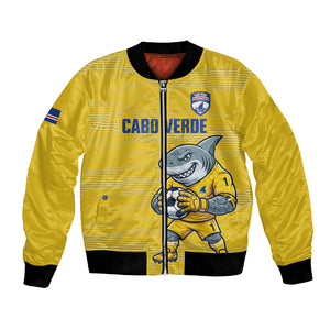 Cabo Verde Football 2026 Custom Bomber Jacket Tubaroes Azuis Goalkeeper Yellow Jersey
