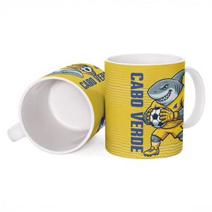 Cabo Verde Football 2026 Custom Ceramic Mug Tubaroes Azuis Goalkeeper Yellow Jersey