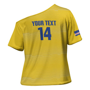 Cabo Verde Football 2026 Custom Cross Shoulder Shirt Tubaroes Azuis Goalkeeper Yellow Jersey