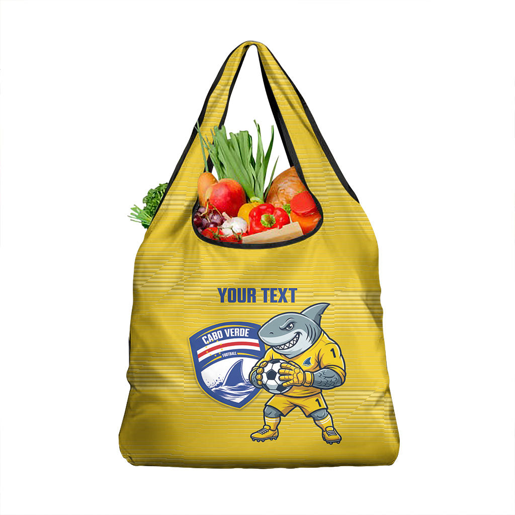 Cabo Verde Football 2026 Custom Grocery Bag Tubaroes Azuis Goalkeeper Yellow Jersey