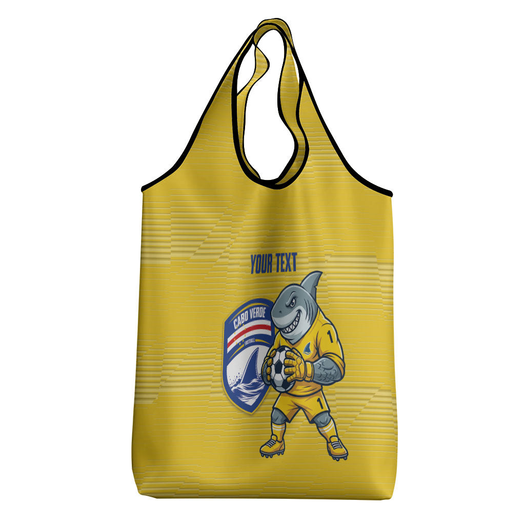 Cabo Verde Football 2026 Custom Grocery Bag Tubaroes Azuis Goalkeeper Yellow Jersey
