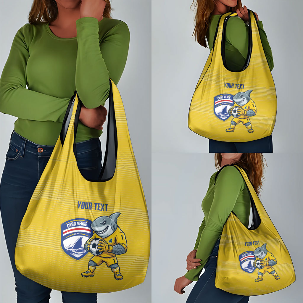 Cabo Verde Football 2026 Custom Grocery Bag Tubaroes Azuis Goalkeeper Yellow Jersey