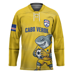 Cabo Verde Football 2026 Custom Hockey Jersey Tubaroes Azuis Goalkeeper Yellow Jersey