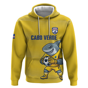 Cabo Verde Football 2026 Custom Hoodie Tubaroes Azuis Goalkeeper Yellow Jersey