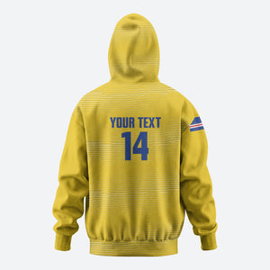Cabo Verde Football 2026 Custom Hoodie Tubaroes Azuis Goalkeeper Yellow Jersey