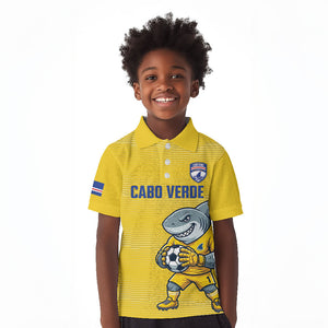 Cabo Verde Football 2026 Custom Kid Polo Shirt Tubaroes Azuis Goalkeeper Yellow Jersey