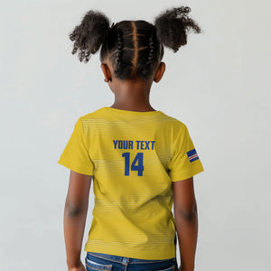 Cabo Verde Football 2026 Custom Kid T shirt Tubaroes Azuis Goalkeeper Yellow Jersey