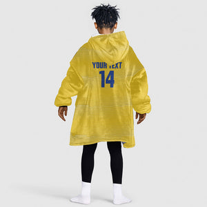 Cabo Verde Football 2026 Custom Kid Wearable Blanket Hoodie Tubaroes Azuis Goalkeeper Yellow Jersey